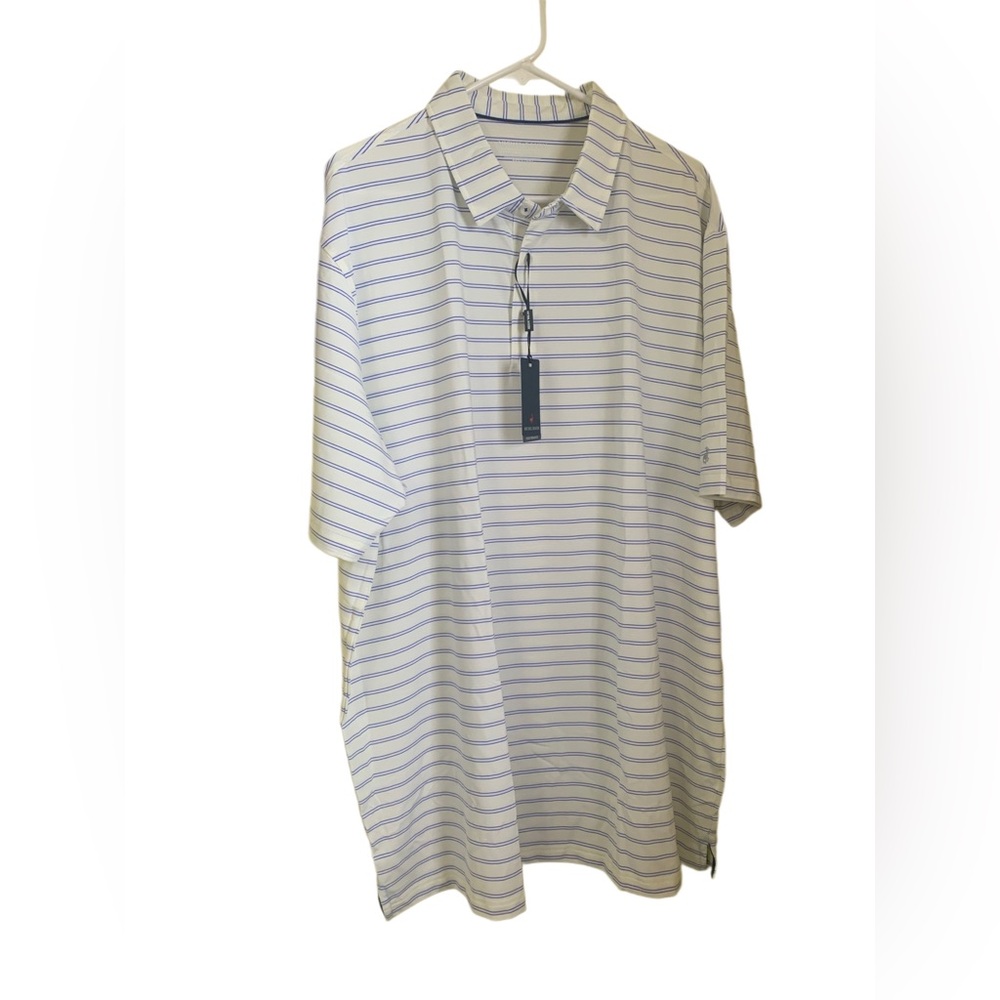 Michel Rouen Blue Stripe Performance Polo Size 3X